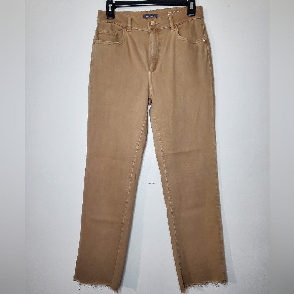 Womens DL1961 Patti Straight Highrise Vintage Ankle Khaki Raw Hems